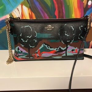 Coach Large Wristlet 25 in Landscape Print with Crossbody Strap F11995